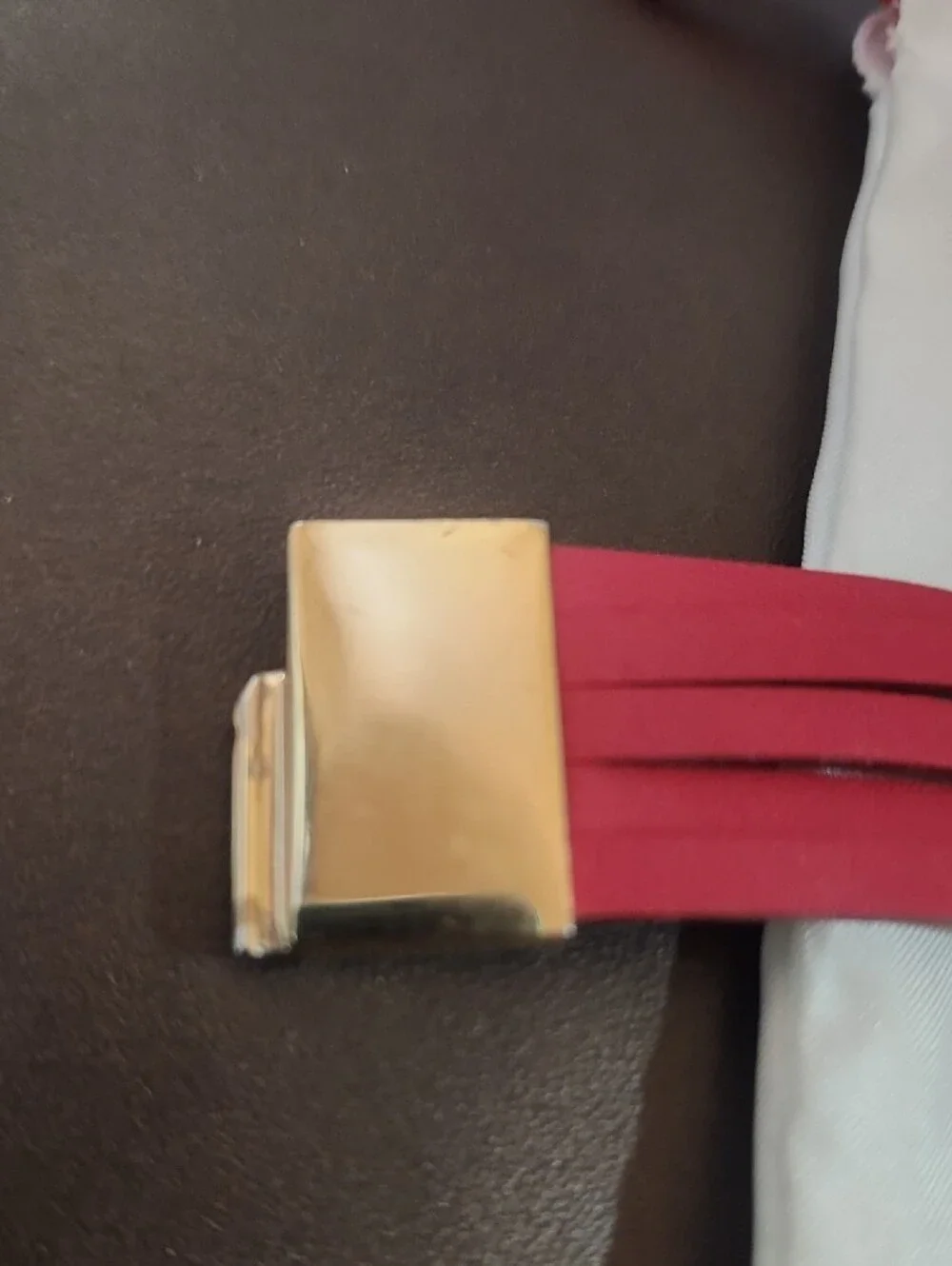 Coach Red Multi-Strap Leather Bracelet with Gold Hardware Euc